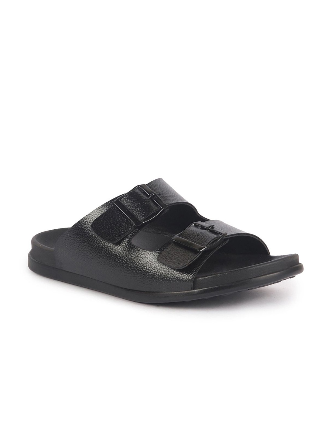 

FAUSTO Men Comfort Open Toe Multi Adjustable Strap Slip On Sandals, Black