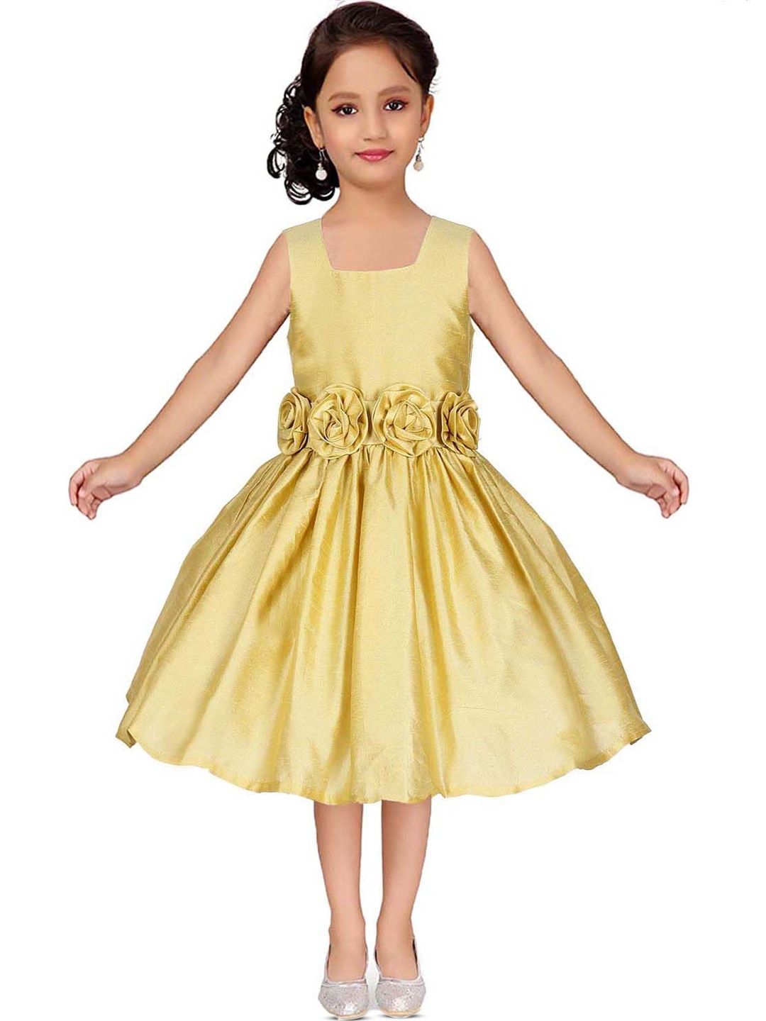 

Wish little Girls Satin A-Line Dress, Gold