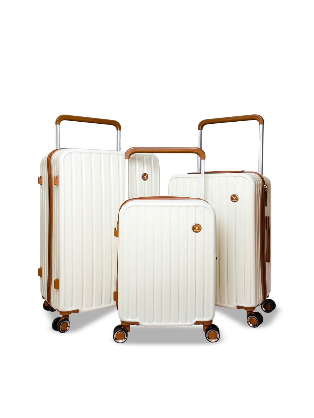 

REDHORNS Unisex Set Of 3 Textured Hard-Sided Trolley Bag, Beige