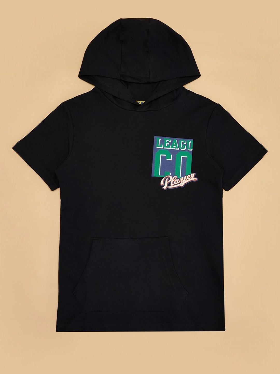 

Pantaloons Junior Boys Graphic Printed Hood Cotton T-shirt, Black