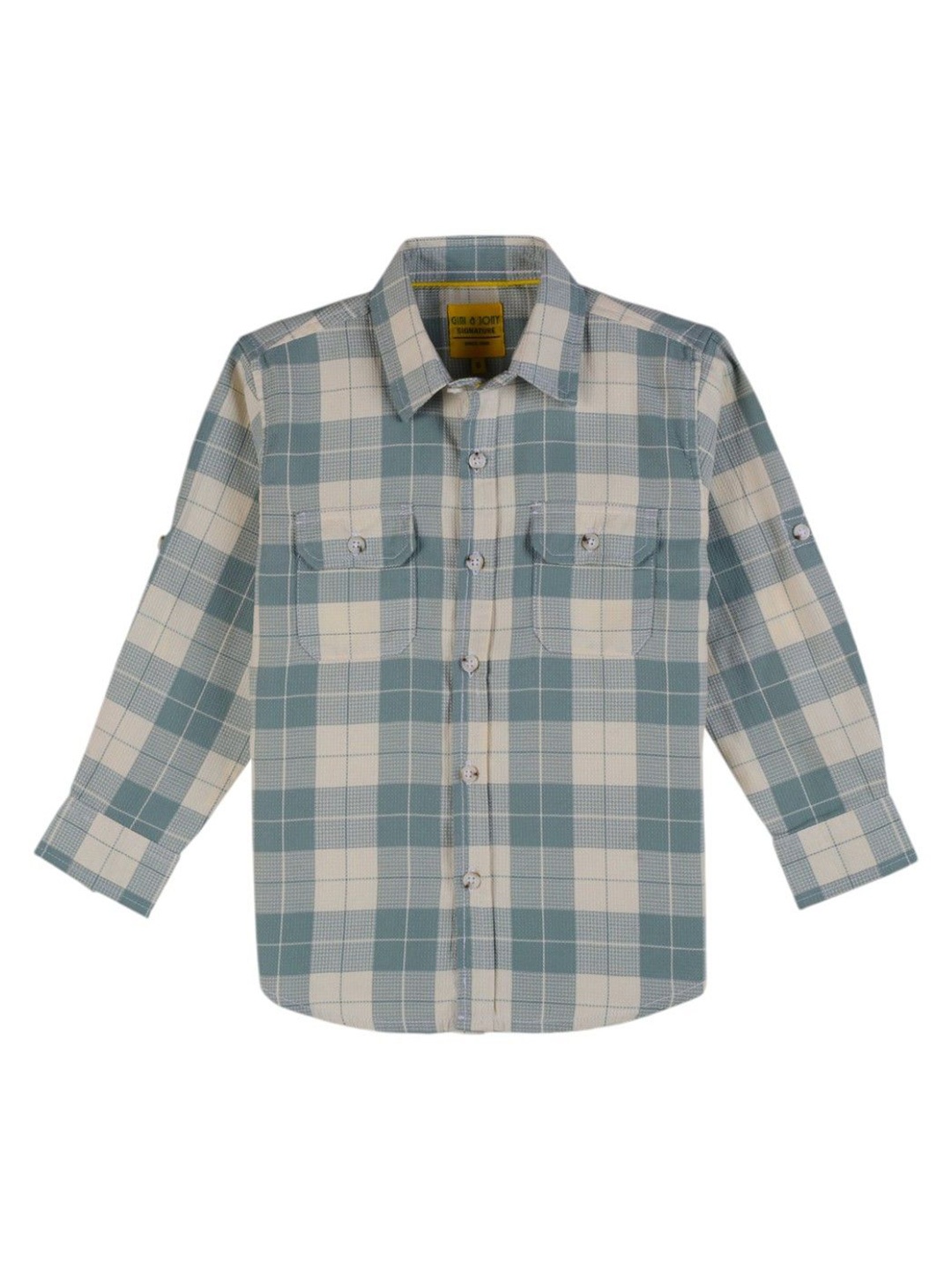 

Gini and Jony Boys Standard Spread Collar Checked Cotton Casual Shirt, Green