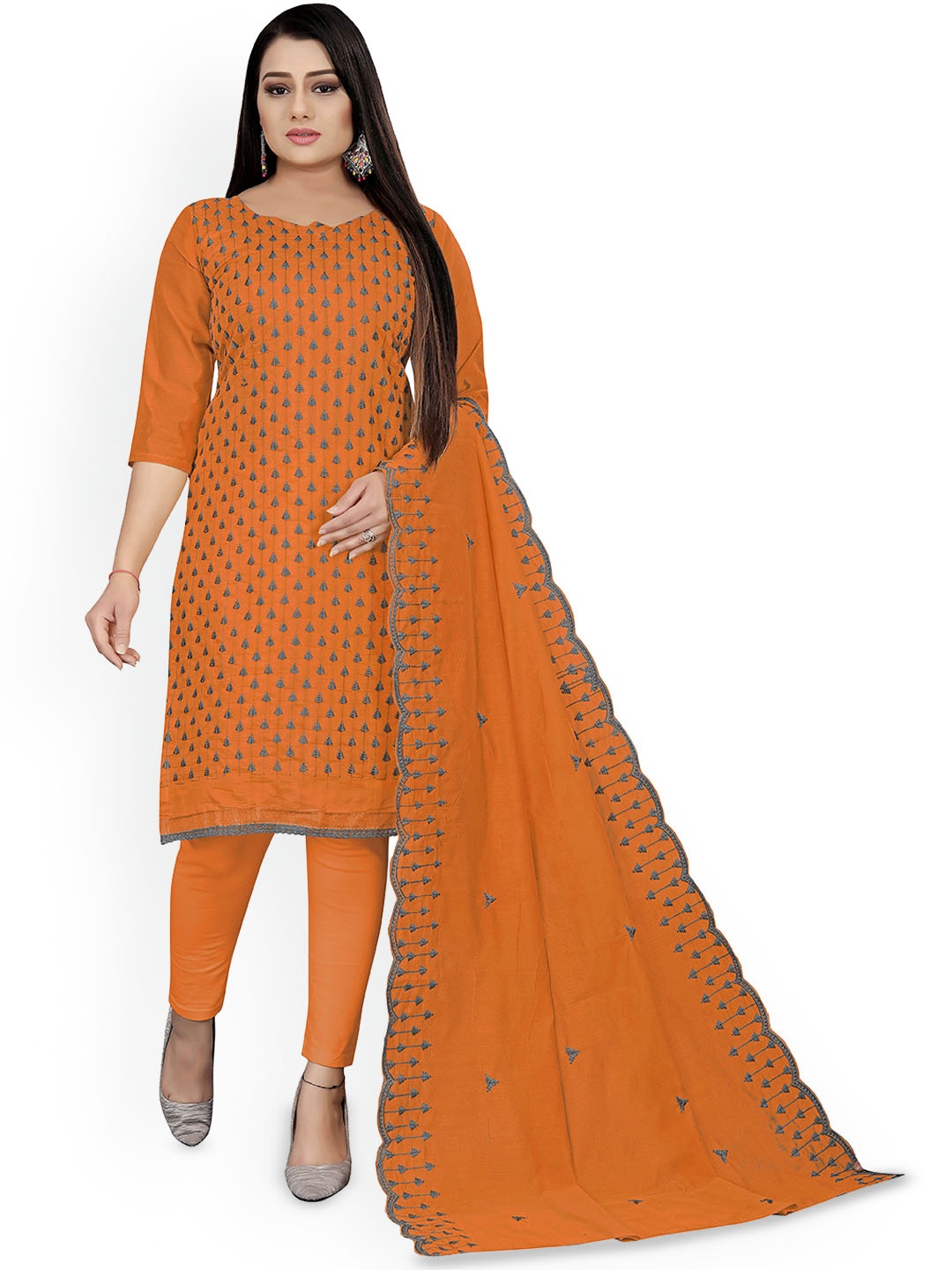 

Maroosh Embroidered Unstitched Dress Material, Orange