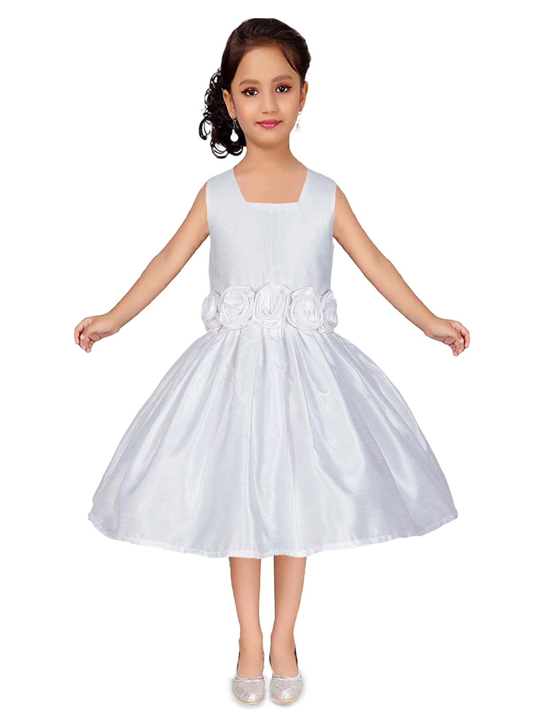 

Wish little Girls Square Neck Fit and Flare Dress, White