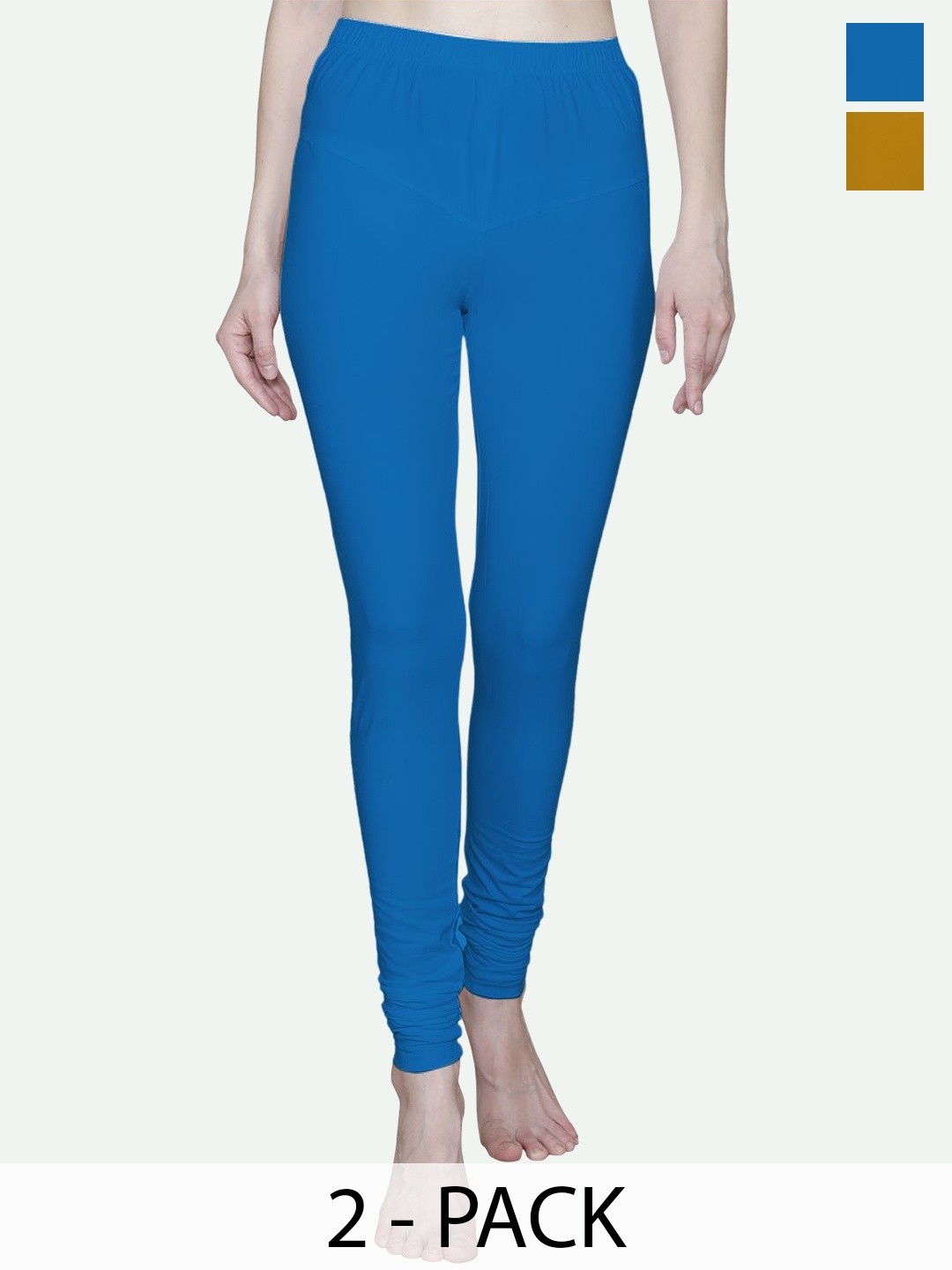 

T.T. Women Pack Of 2 Churidar-Length Leggings, Blue
