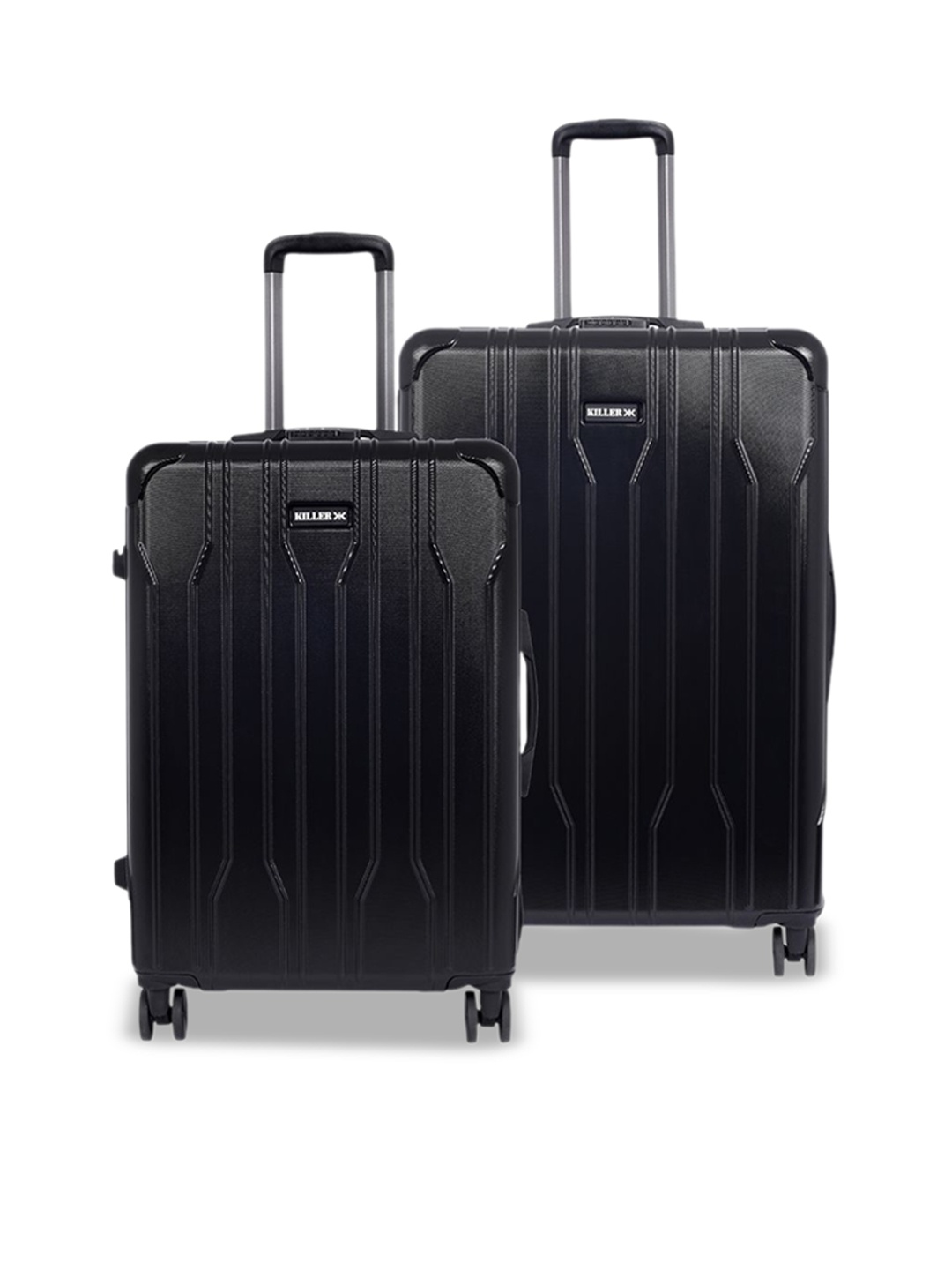 

Killer Set Of 2 Textured Hard-Sided Trolley Bags, Black