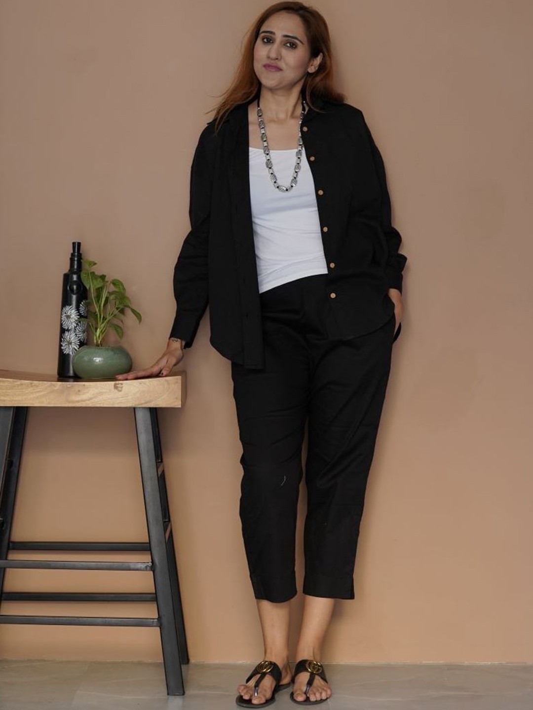 

The Quince Life Pure Cotton Shirt With Capris, Black