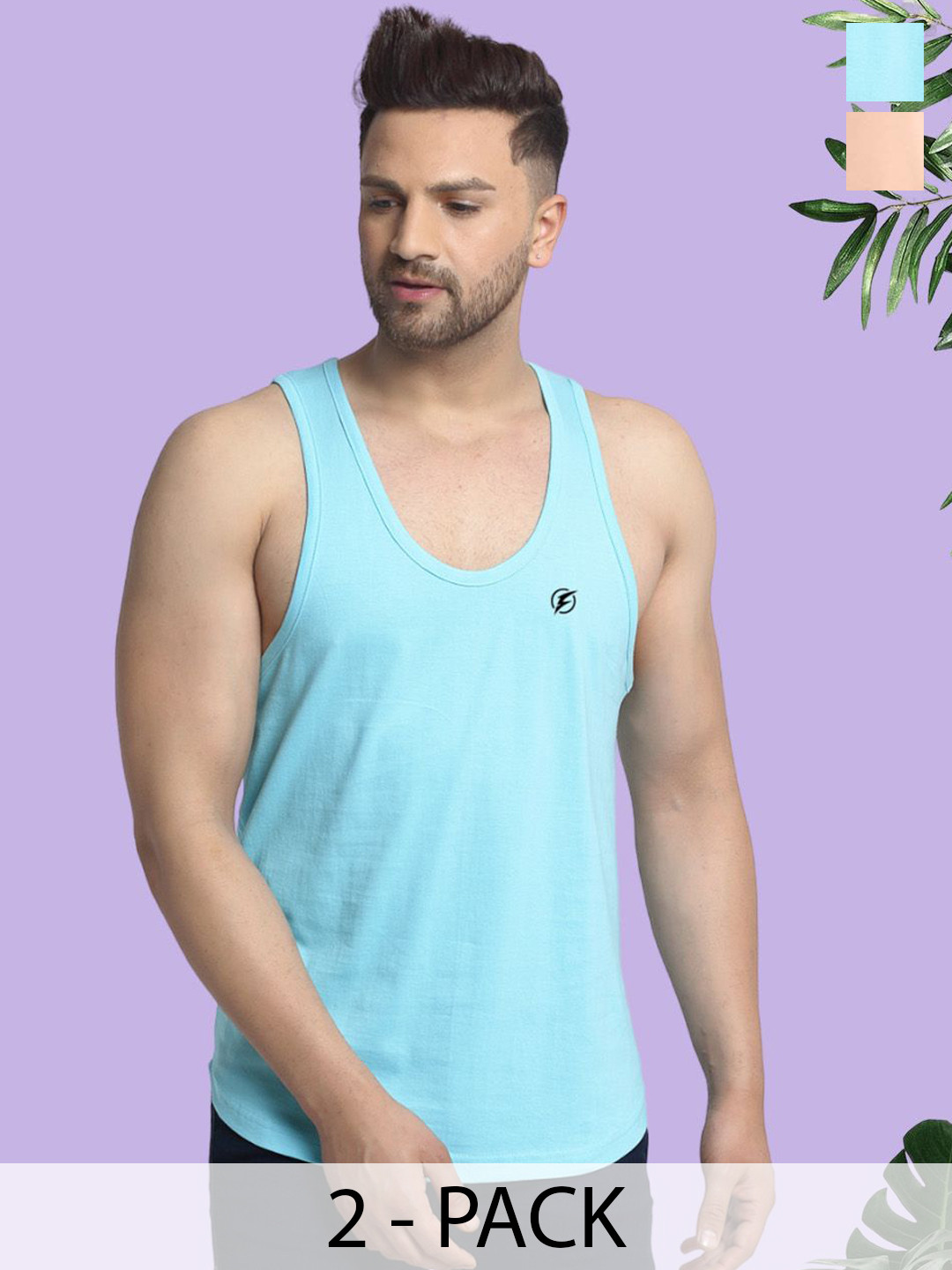 

Friskers Men Pack Of 2 Cotton Innerwear Vests, Blue