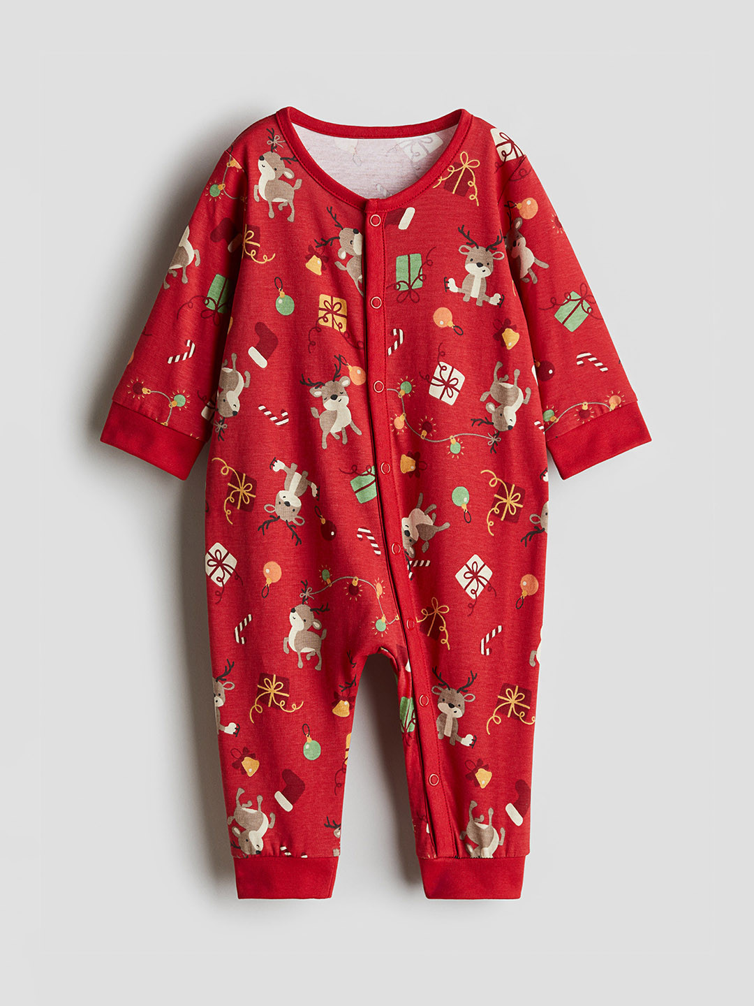 

H&M Boys Cotton Patterned Rompers, Red