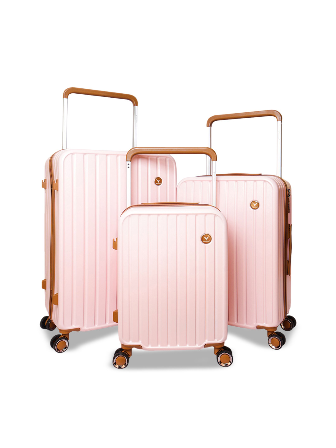 

REDHORNS Set Of 3 Textured Anti-Scratch Trolley Bag, Pink