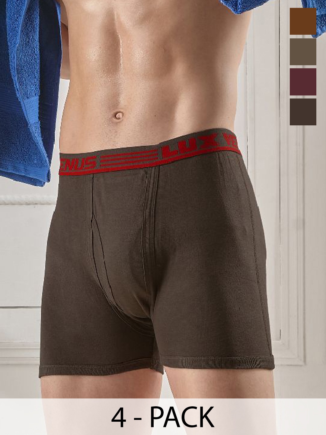 

LUX VENUS Pack of 4 Assorted Men Cotton Trunk NW1_VENUS_FCD_DRW_AST_105_4PC, Mustard