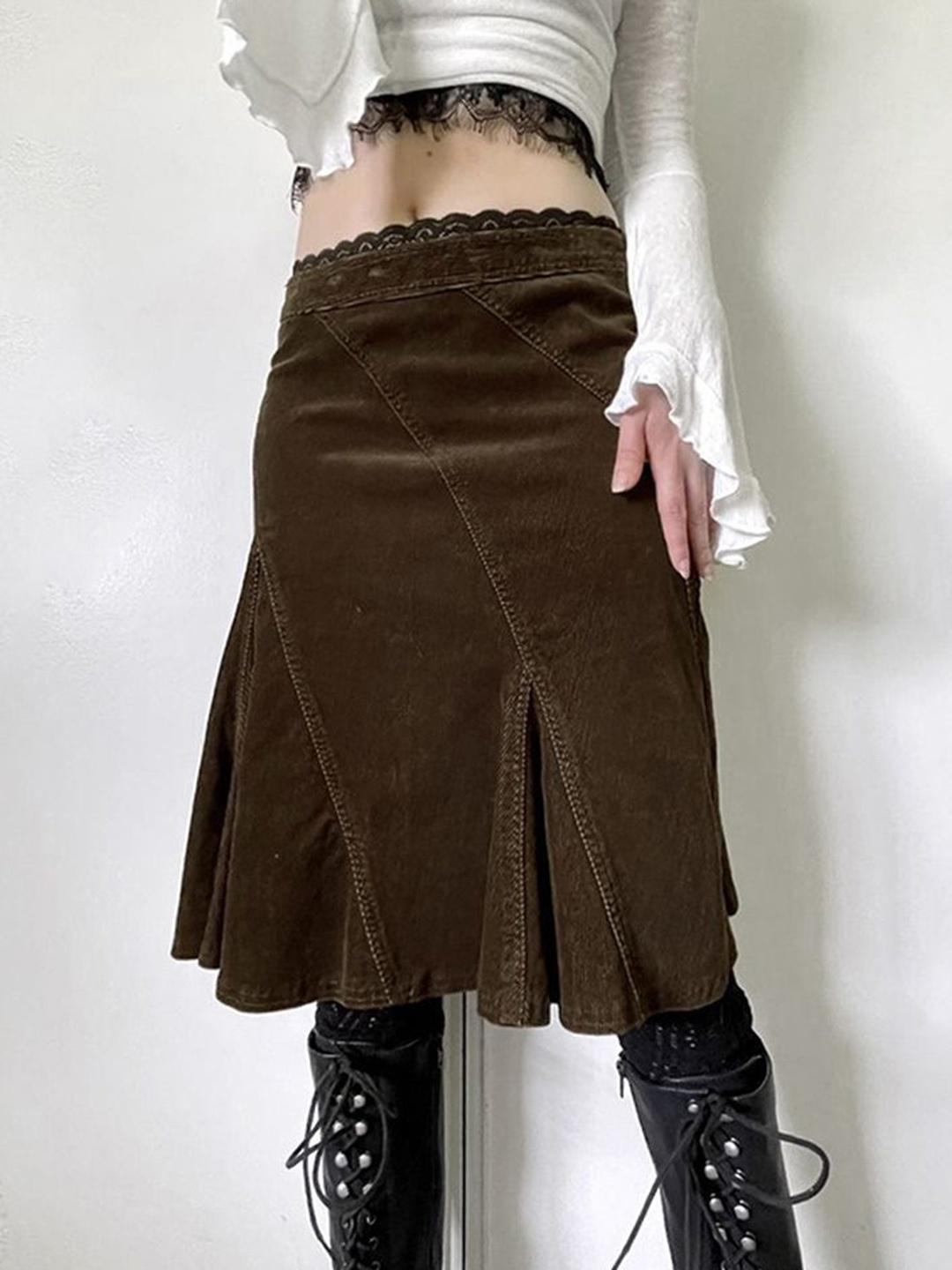 

LULU & SKY Women A-Line Flared Knee-length Skirt, Brown