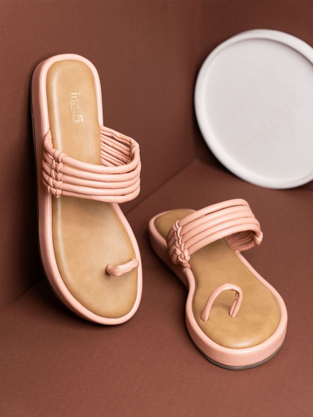 

Inc 5 Women Round Toe Flatform Sandals, Peach