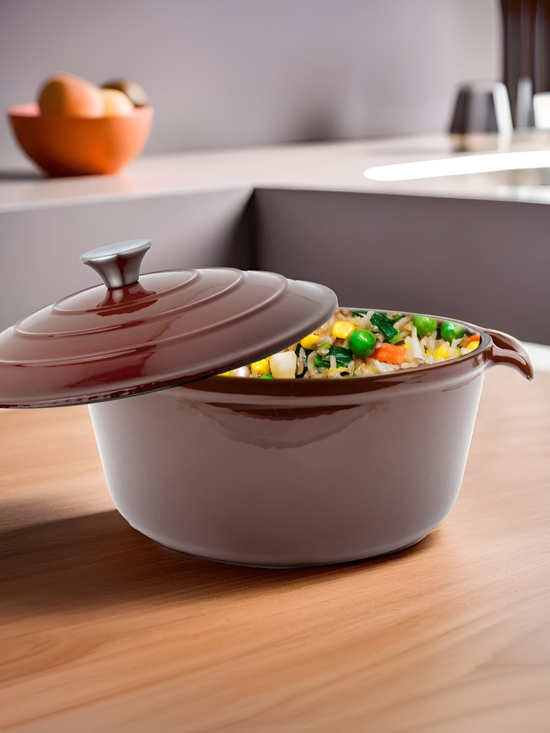 

UMAI Brown Cast Iron Dishwasher Safe Cook And Serve Casserole 4L