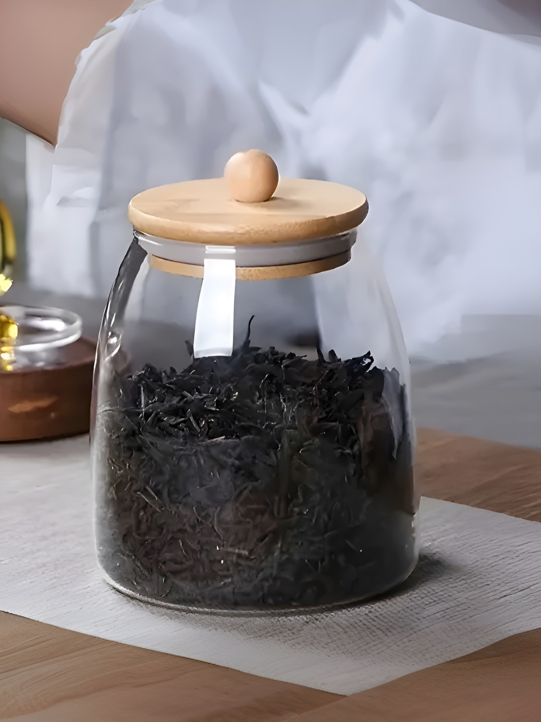 

UMAI Transparent Glass Canister Container With Bamboo Lid-1 L