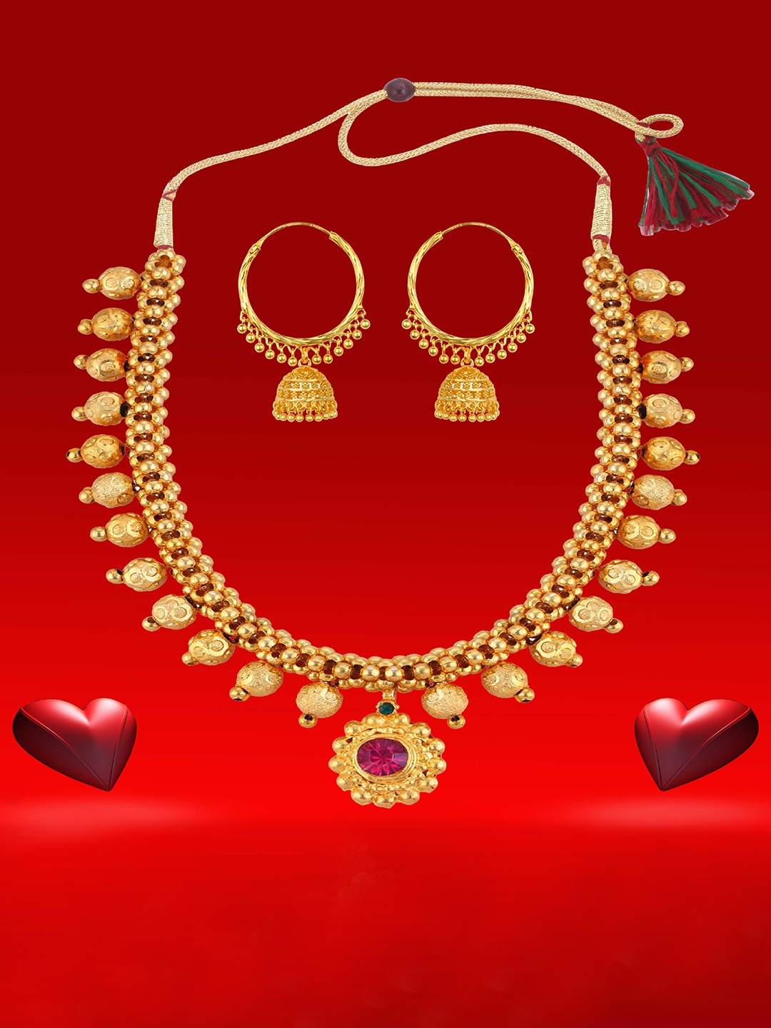 

Heer Collection Gold-Plated Necklace and Earrings