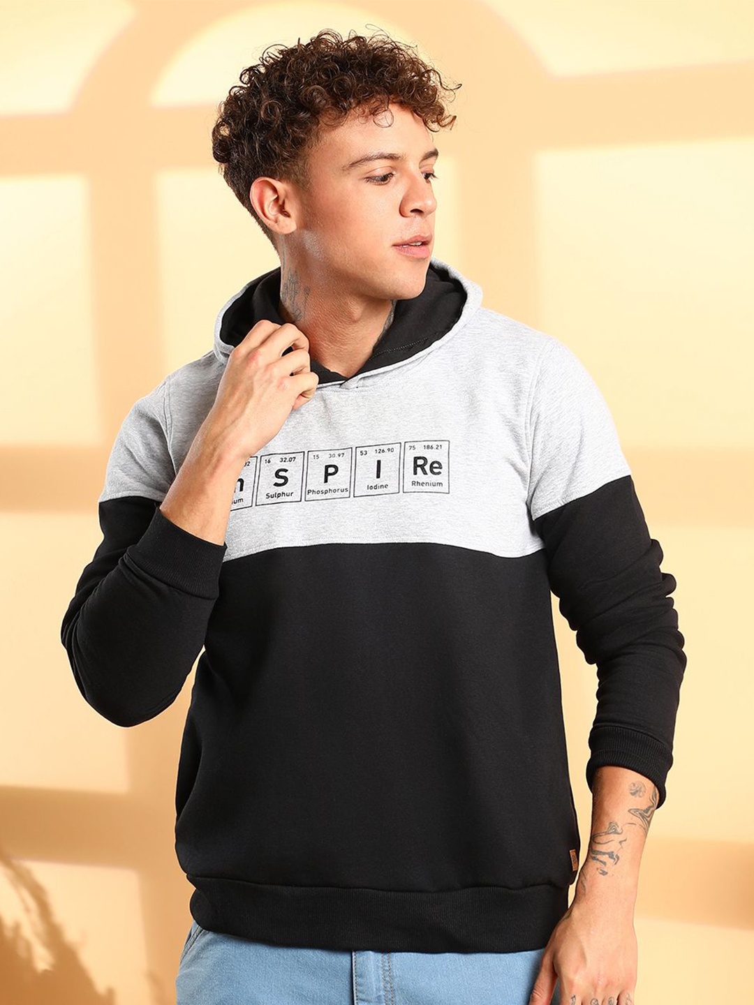 

Campus Sutra Men Colourblocked Hooded Sweatshirt, Multi
