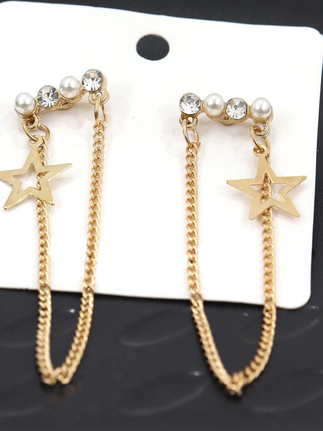 

Krelin Gold Plated Stainless Steel Artificial Stones Studded Drop Earrings