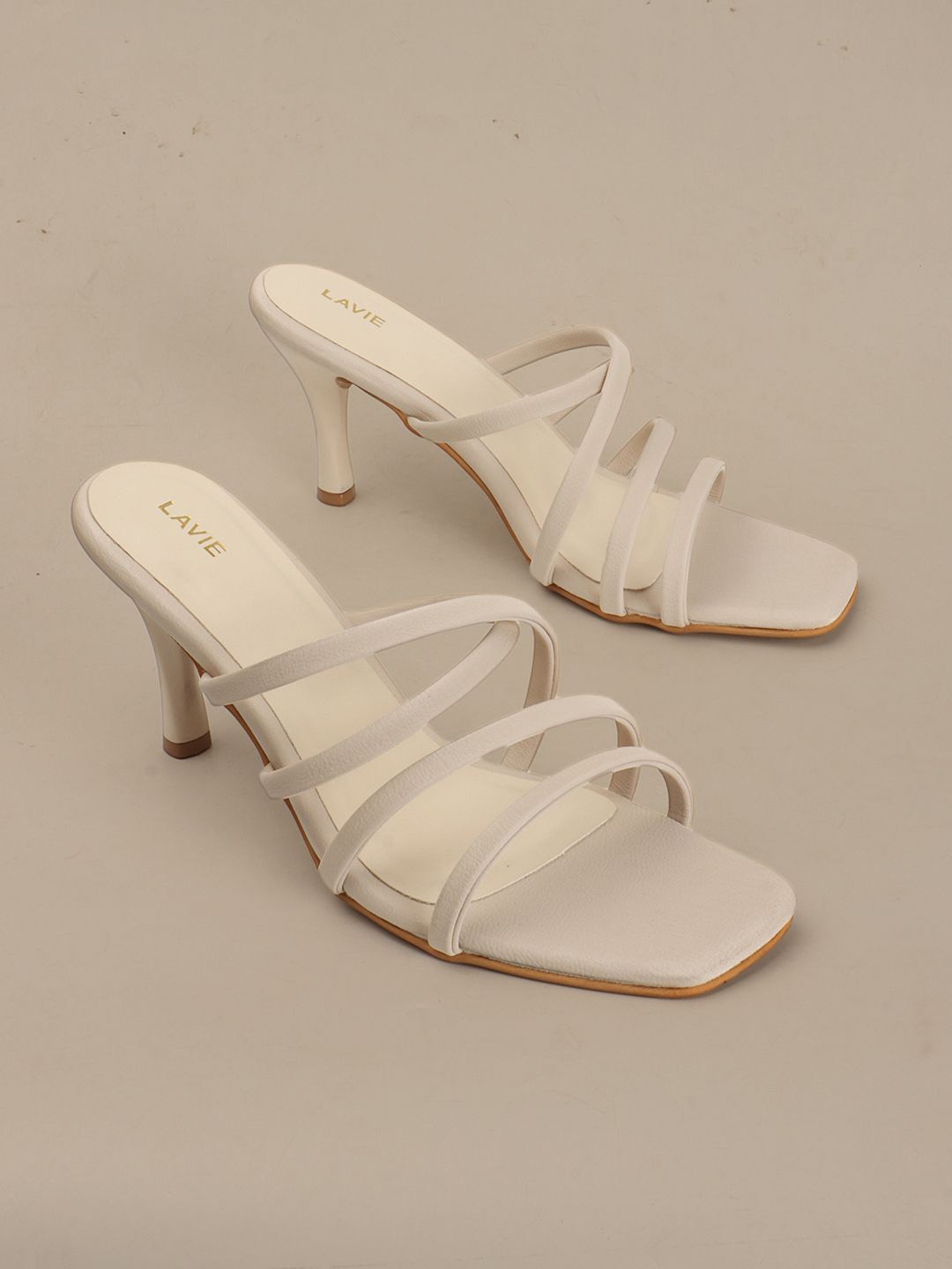 

Lavie Women Round Toe Open Back Kitten Pumps, Cream