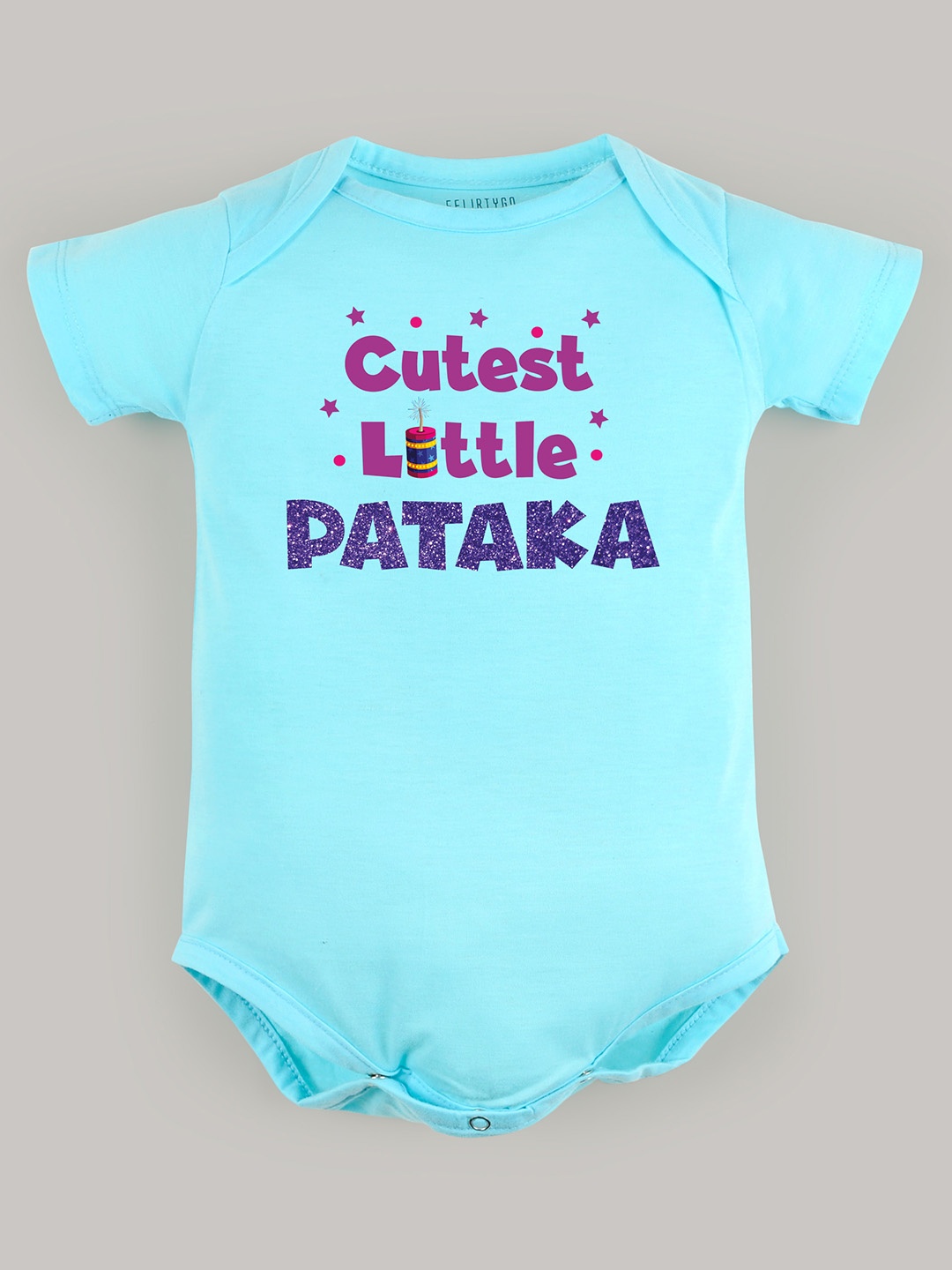 

FFLIRTYGO Kids Printed Cotton Bodysuit, Turquoise blue