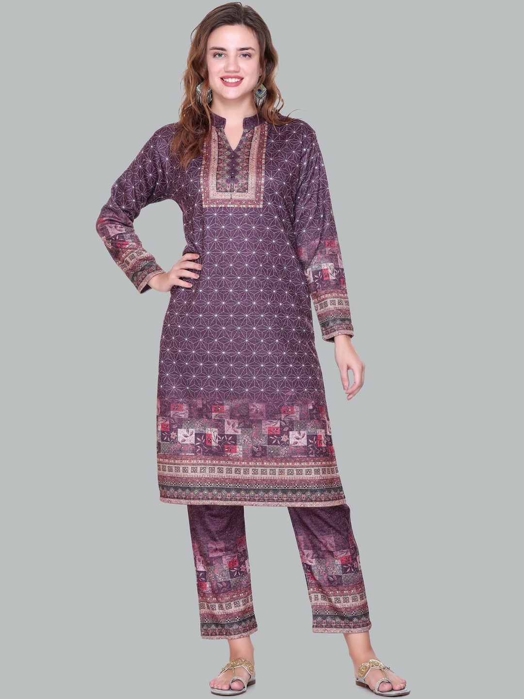 

Melvin Floral Printed Kurta with Trouser & Dupatta, Purple