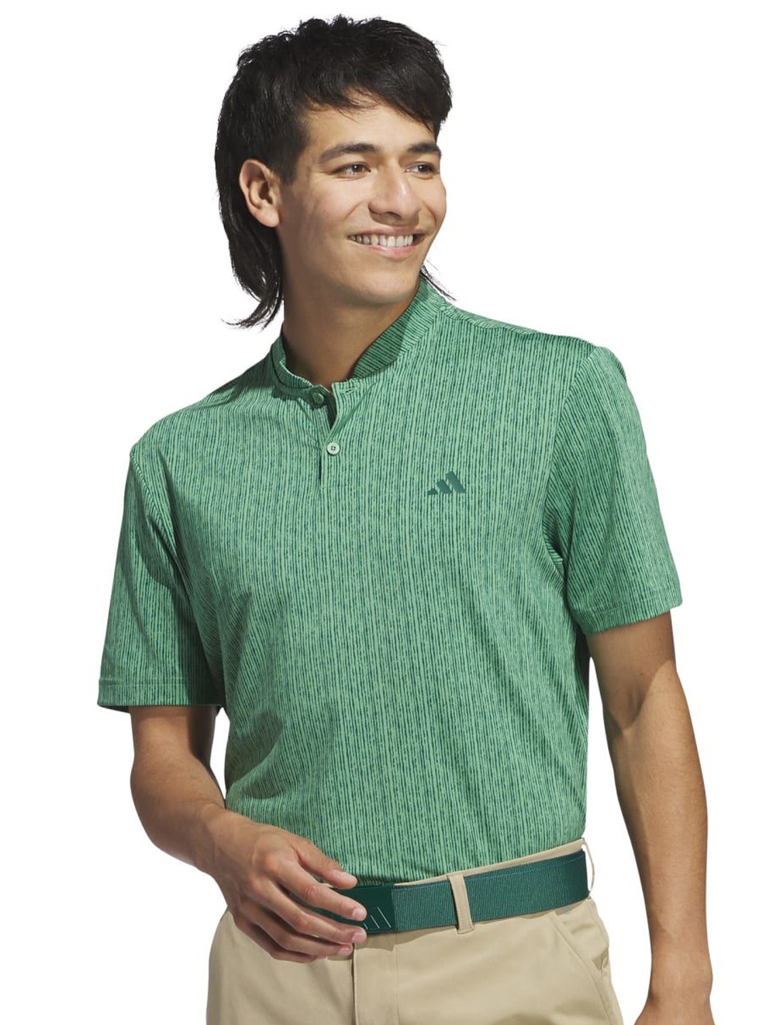 

ADIDAS Striped Polo Collar T-shirt, Green