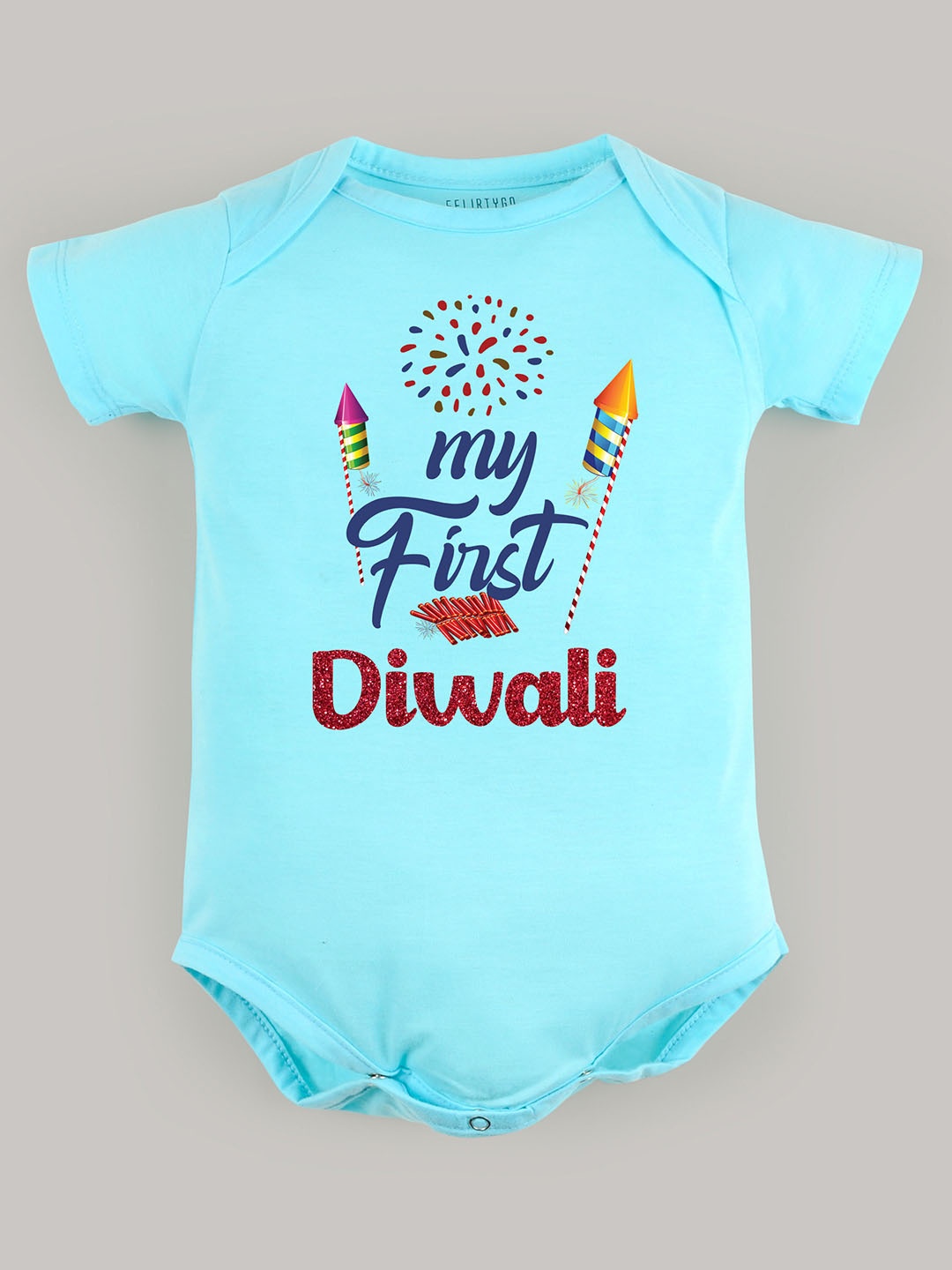

FFLIRTYGO Kids Printed Cotton Bodysuit, Turquoise blue