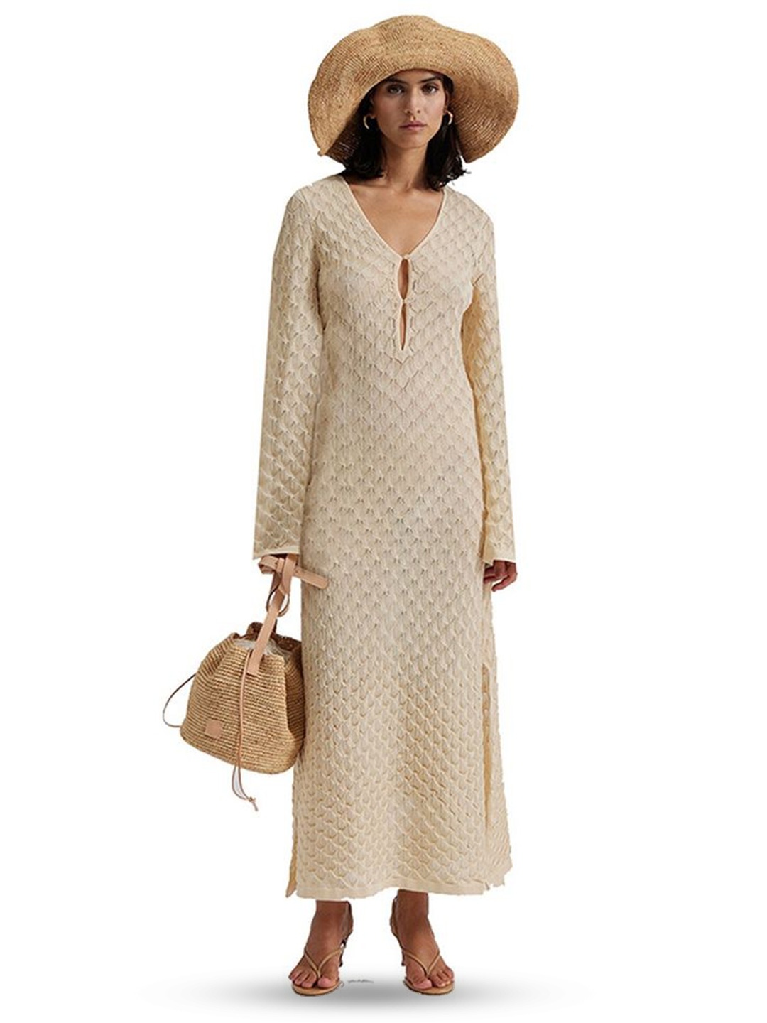 

LULU & SKY Women Printed Maxi Dress, Beige