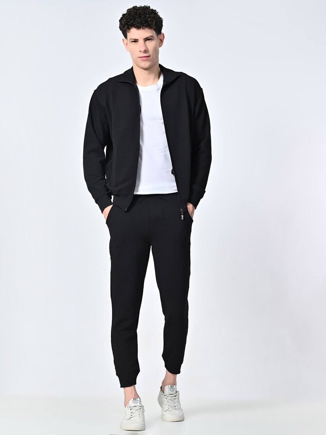 

BAESD Men Solid Casual Tracksuit, Black