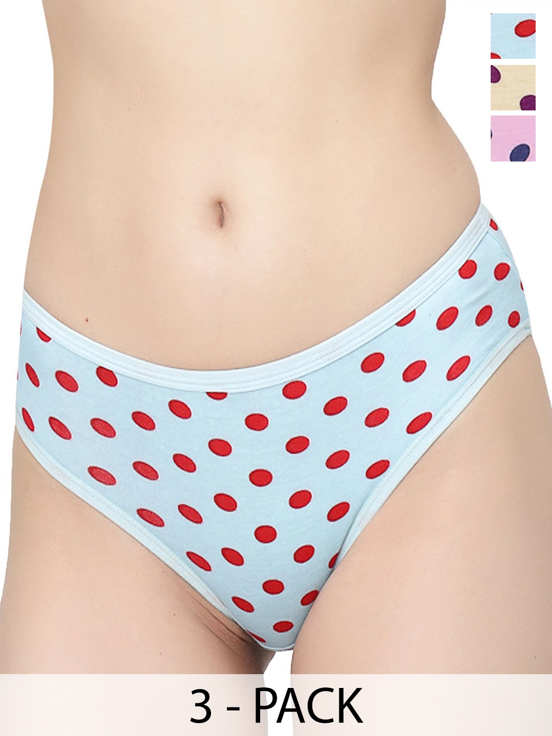 

Docare Women Pack Of 3 Geometric Printed Briefs, Blue