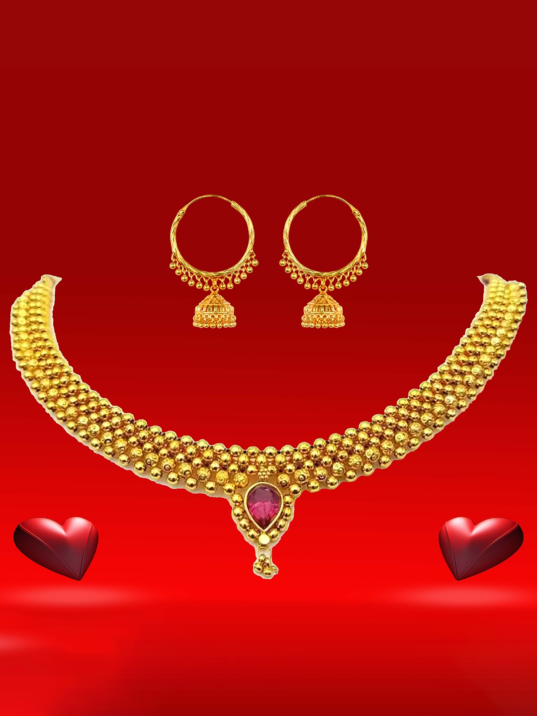 

Heer Collection Gold-Plated Kundan-Studded Jewellery Set
