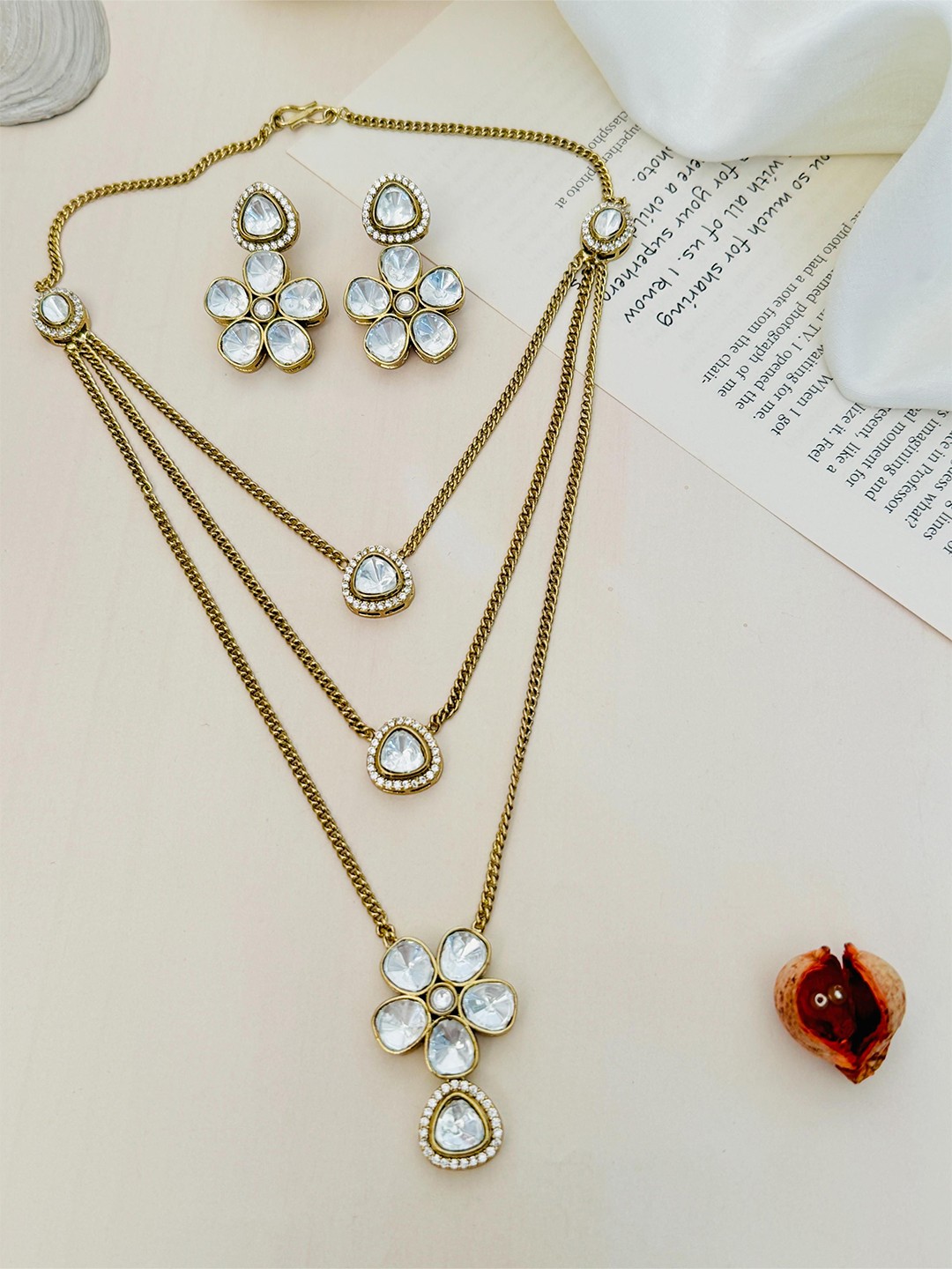 

ABDESIGNS Gold Plated Kundan-Studded Necklace & Earrings