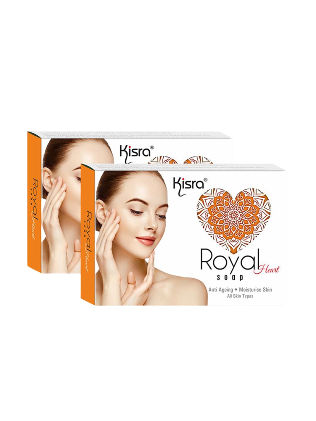 

KISRA Set Of 2 Royal Heart Soaps - 75 g Each, White
