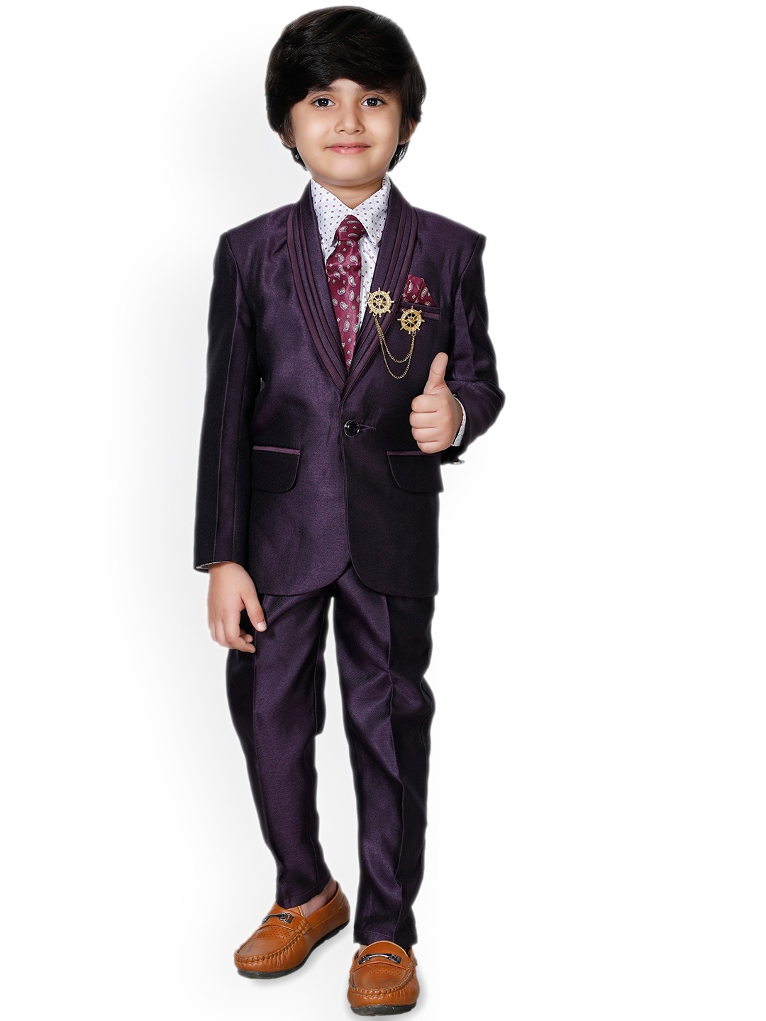 

BAESD Boys Mandarin Collar Single-Breasted Blazer and Trousers, Purple