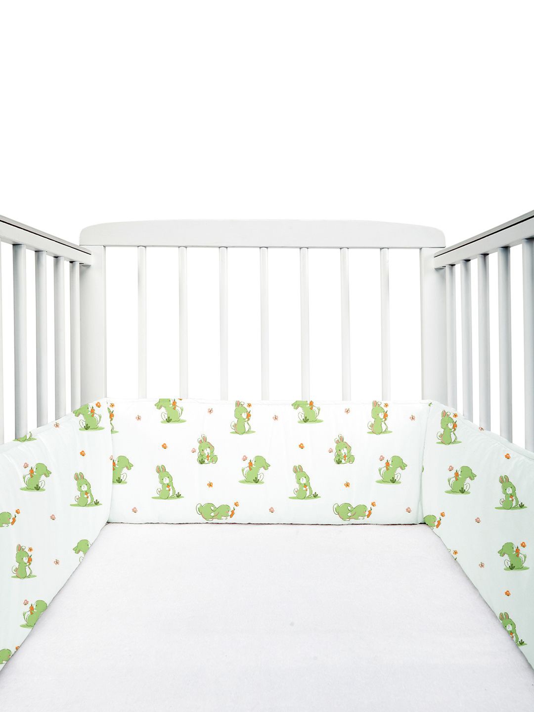 

The White Cradle Infants White & Green Printed Organic Cotton Cot Bumper