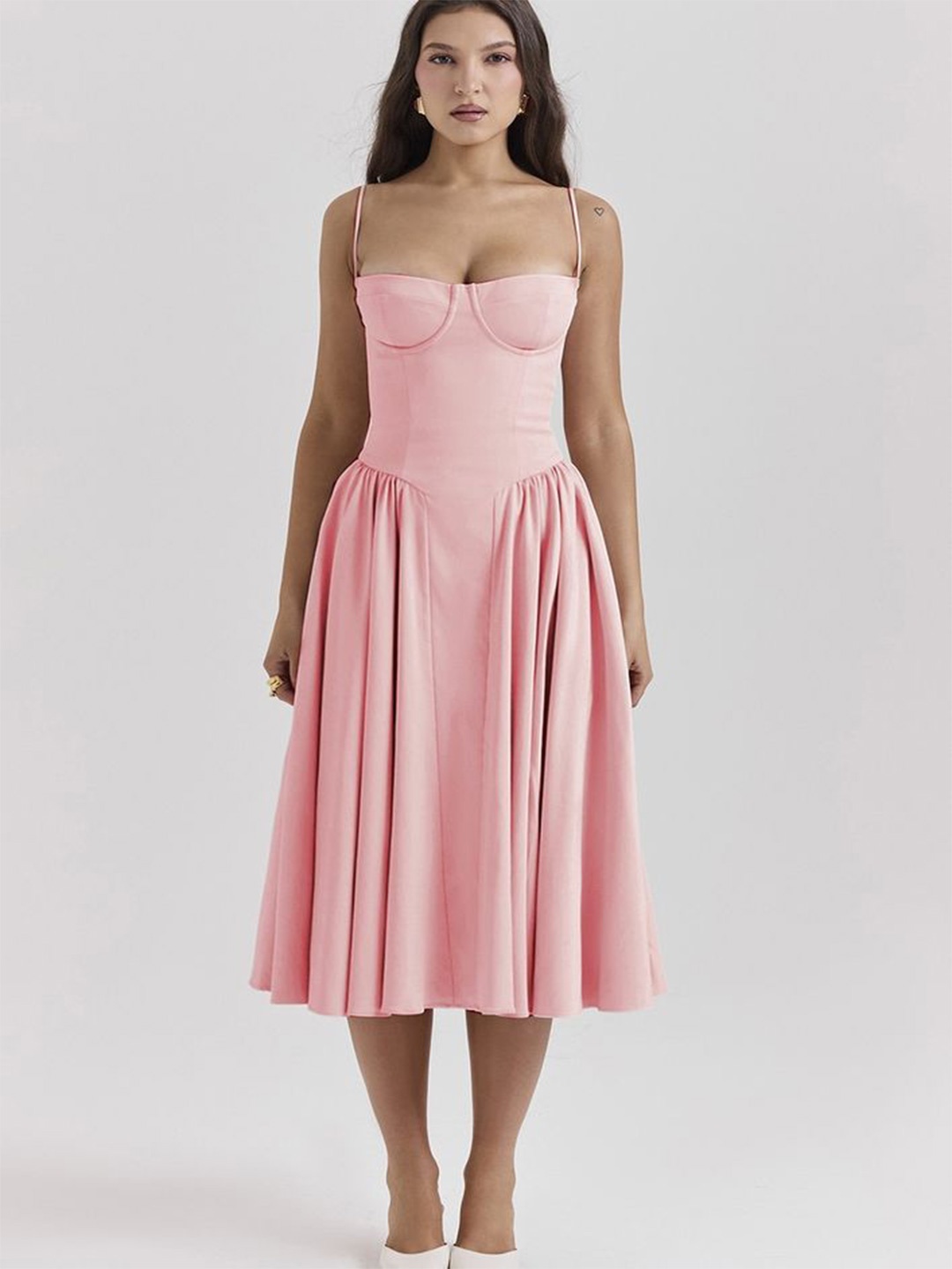 

LULU & SKY Fit & Flare Midi Dress, Pink