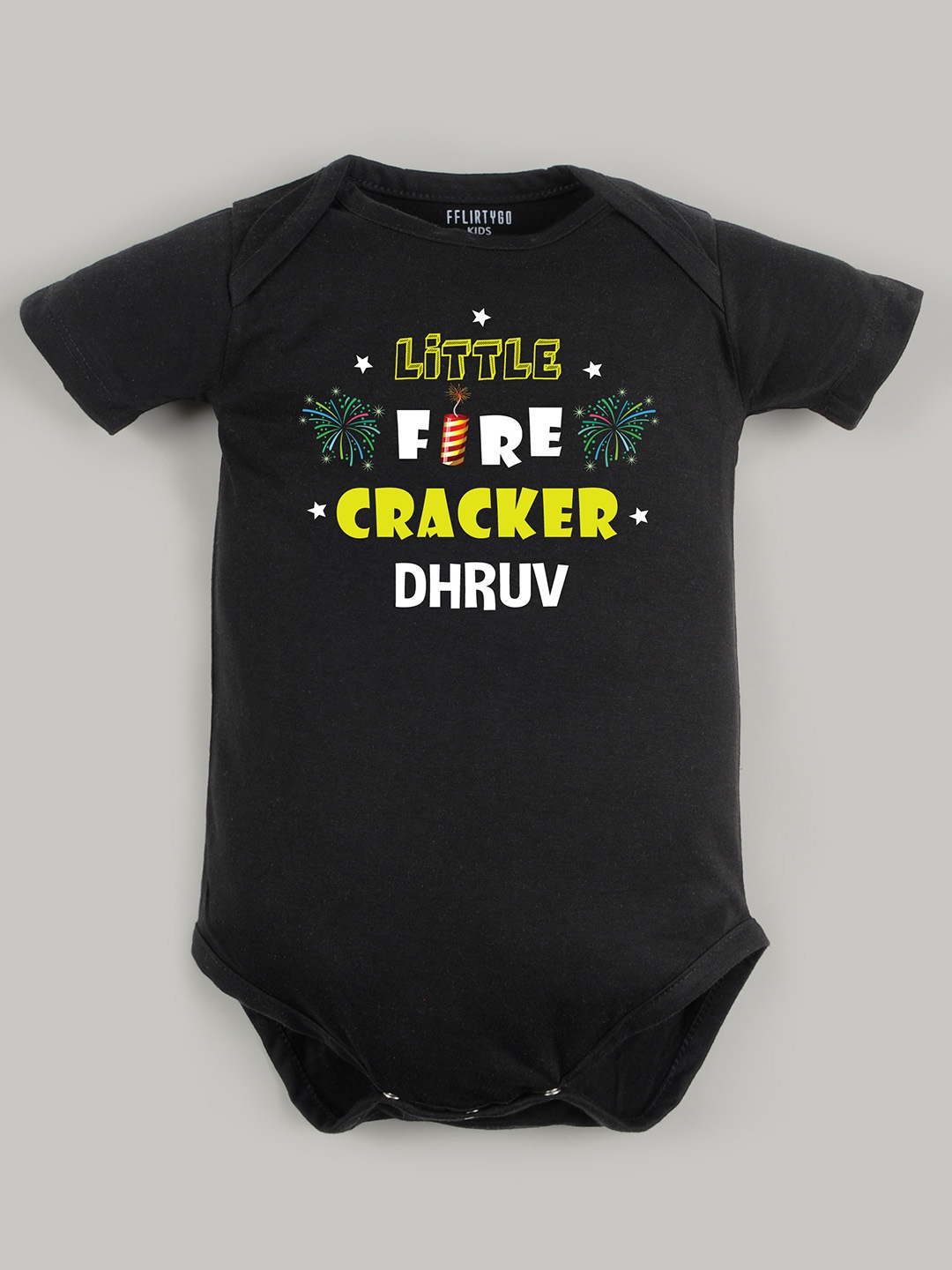 

FFLIRTYGO Kids Cotton Printed Bodysuit, Black