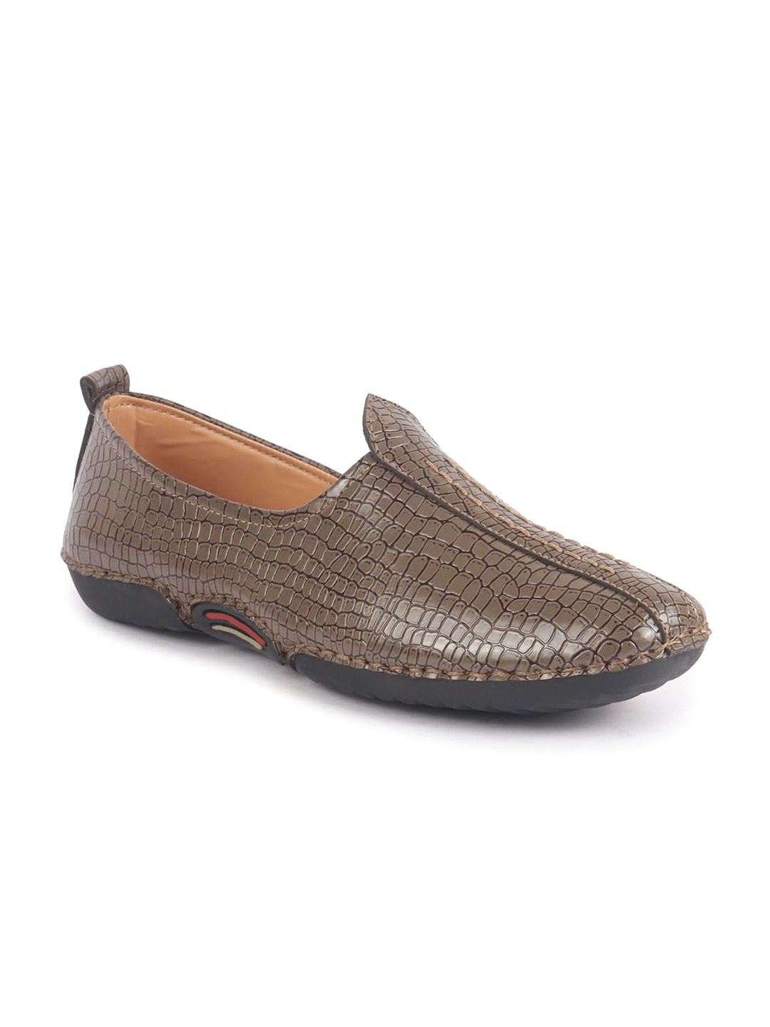 

FAUSTO Men Textured PU Mojaris, Beige