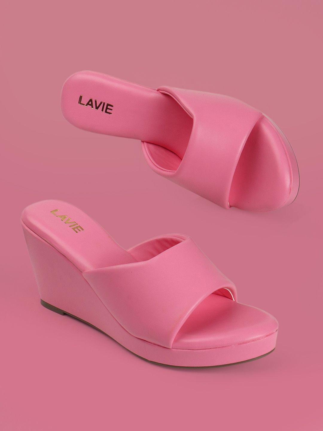 

Lavie Women Solid Wedge Heel Sandals, Pink