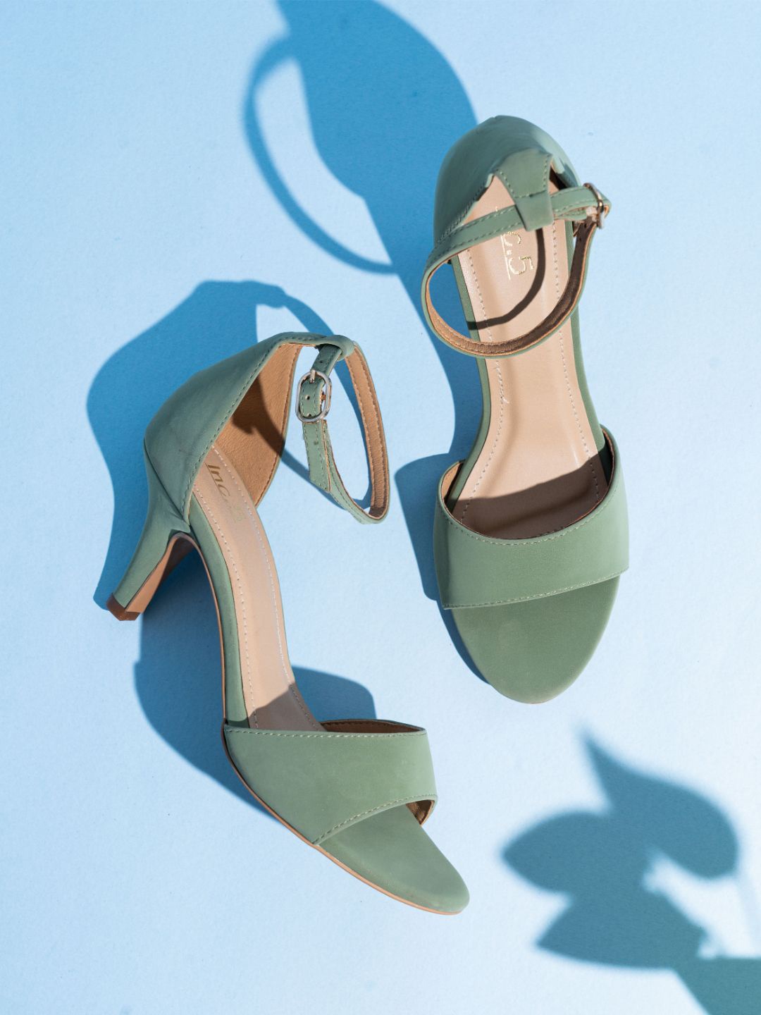 

Inc 5 Women Kitten Heel Sandals with Buckles, Green