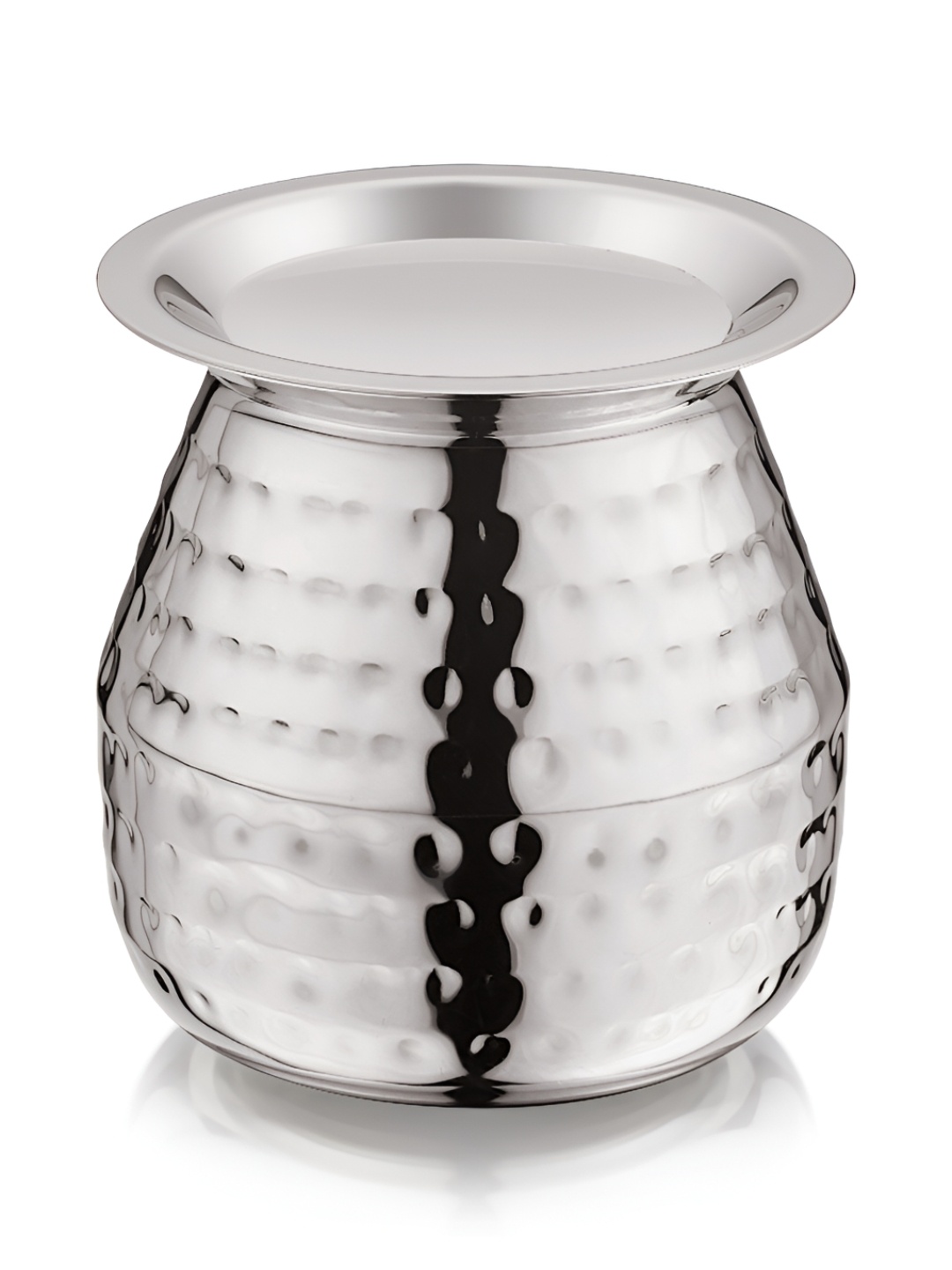 

MUKTI Textured Stainless Steel Amrit Lota With Cover - 550ml, Silver
