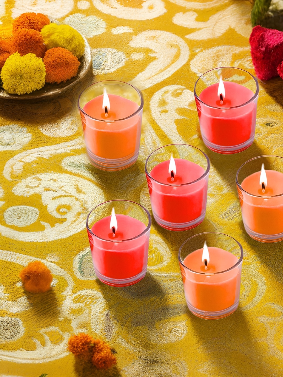 

Special You Set Of 6 Orange & Red Glass Candles