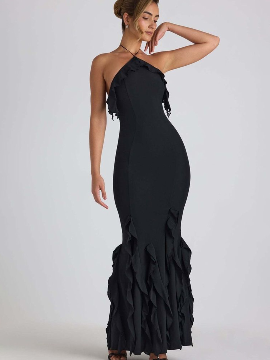 

LULU & SKY Women Ruffles Maxi Dress, Black