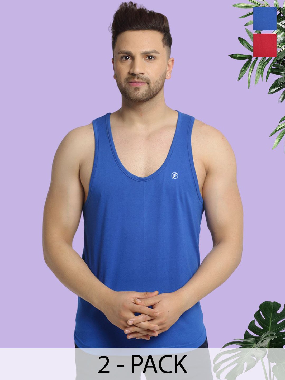 

Friskers Pack Of 2 Men Cotton Innerwear Vests, Blue