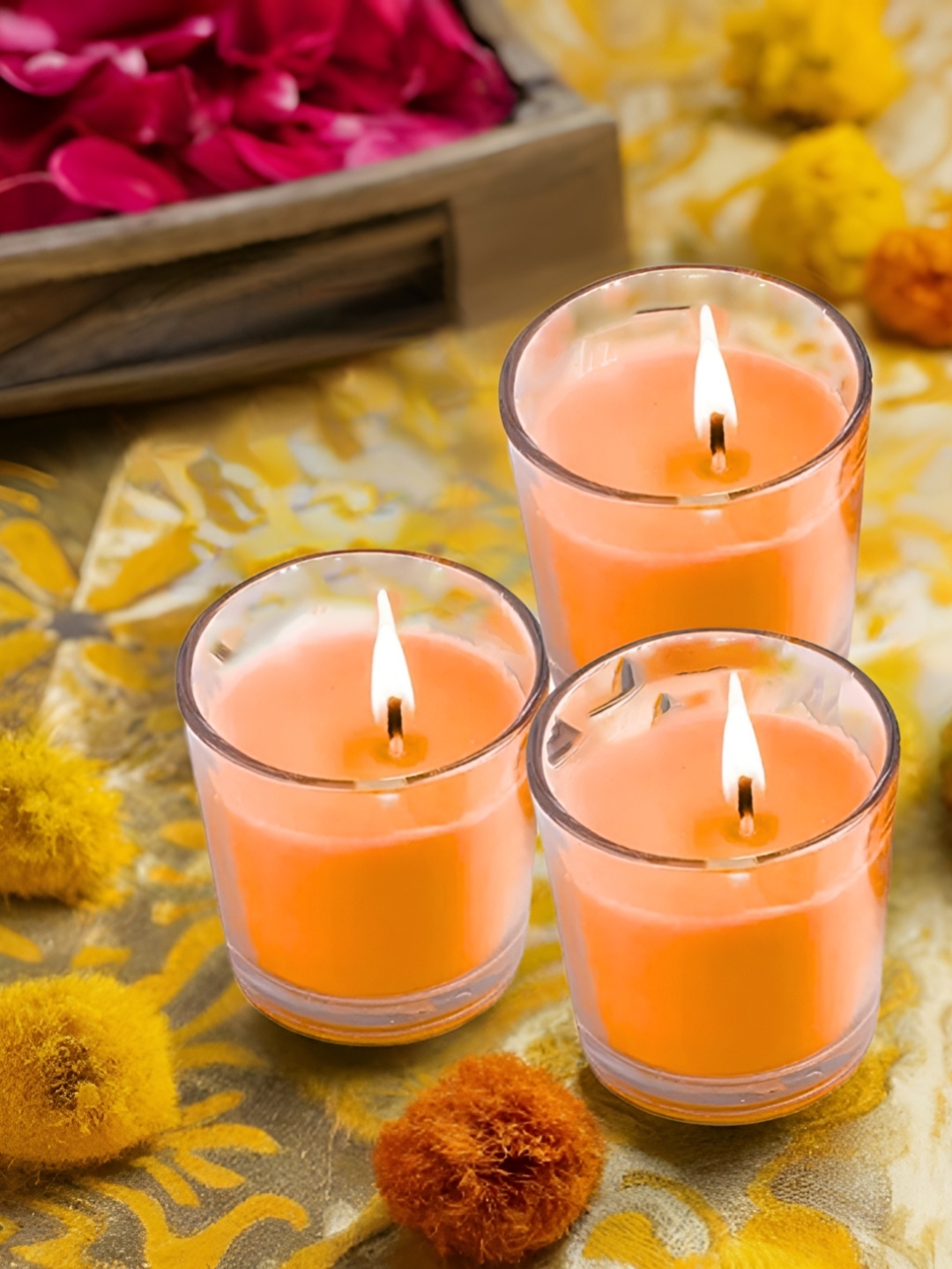 

Special You Orange & Transparent 3 Pieces Glass Candles