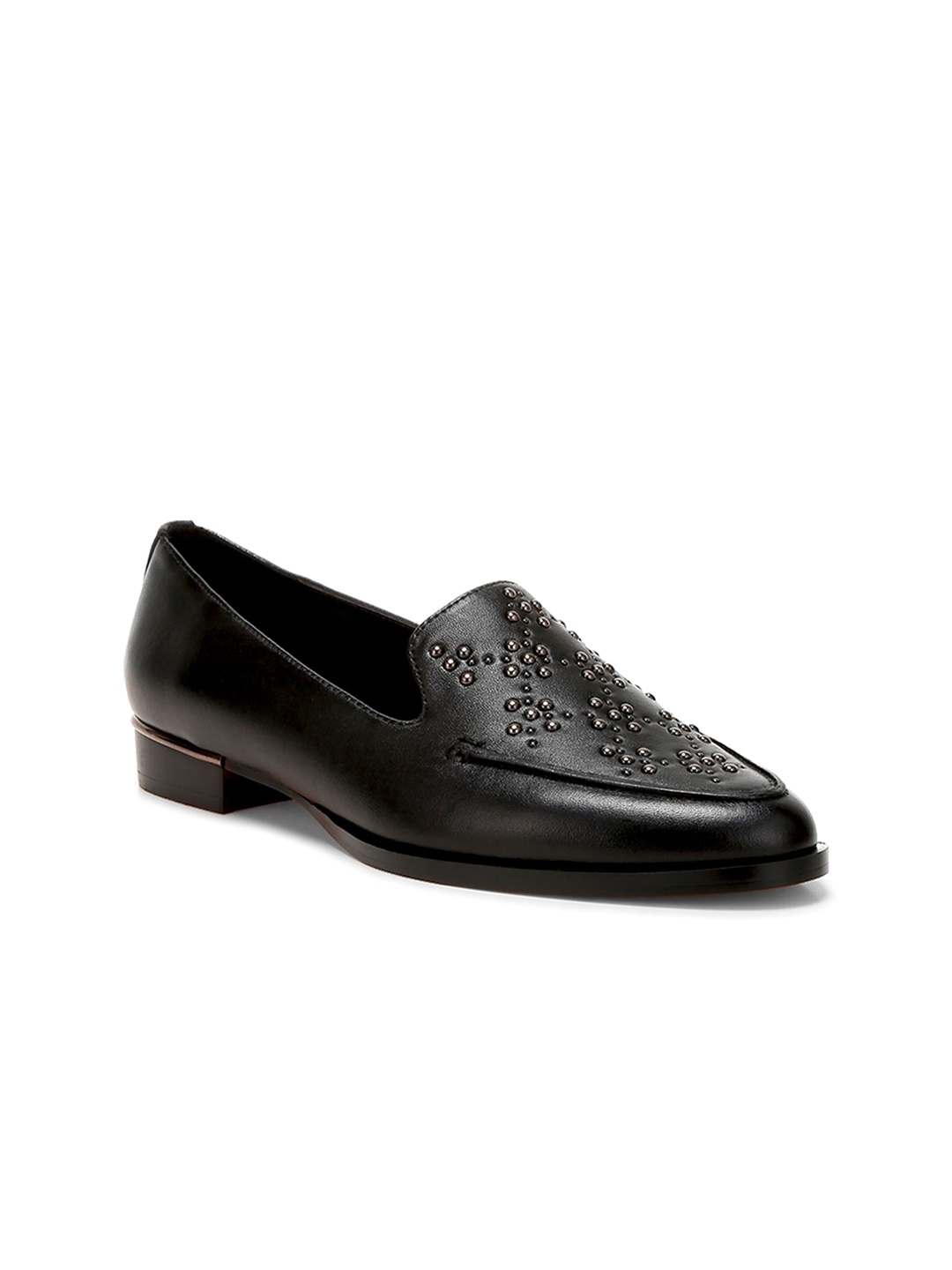 

RAG & CO Women Perforations Slip-On Leather Loafers, Black