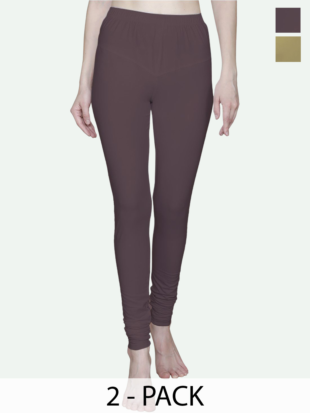 

T.T. Women Pack Of 2 Churidar-Length Leggings, Green