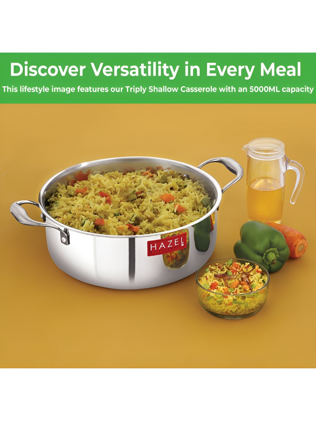 

HAZEL Stainless Steel Induction Base Cooking Pot With Handle, Silver