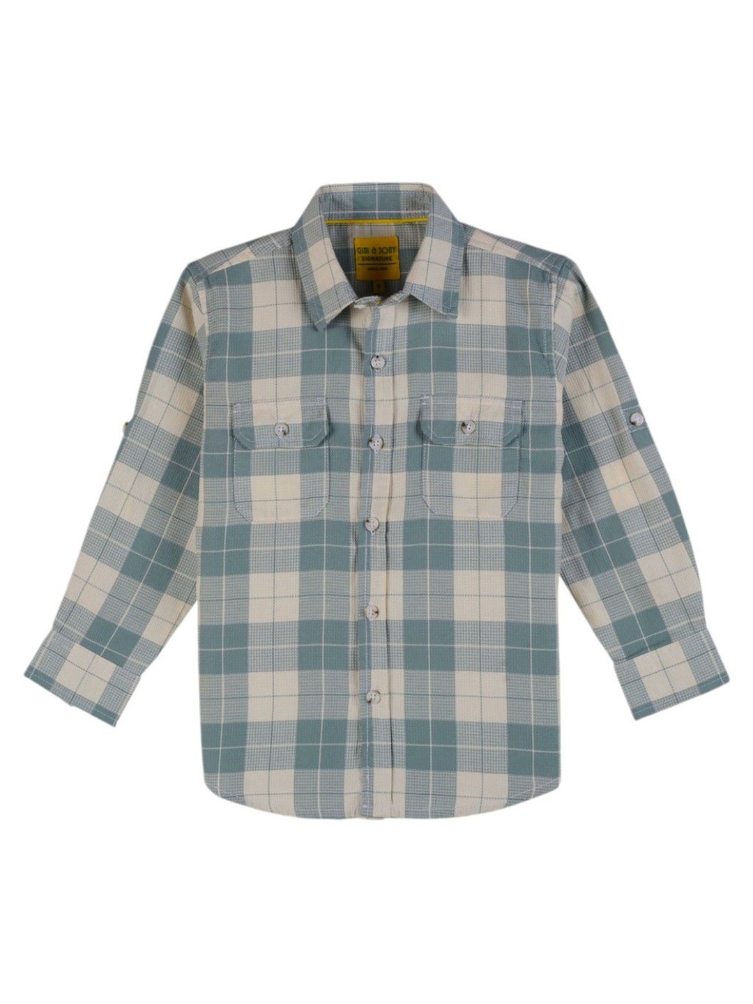 

Gini and Jony Boys Standard Spread Collar Checked Cotton Casual Shirt, Green