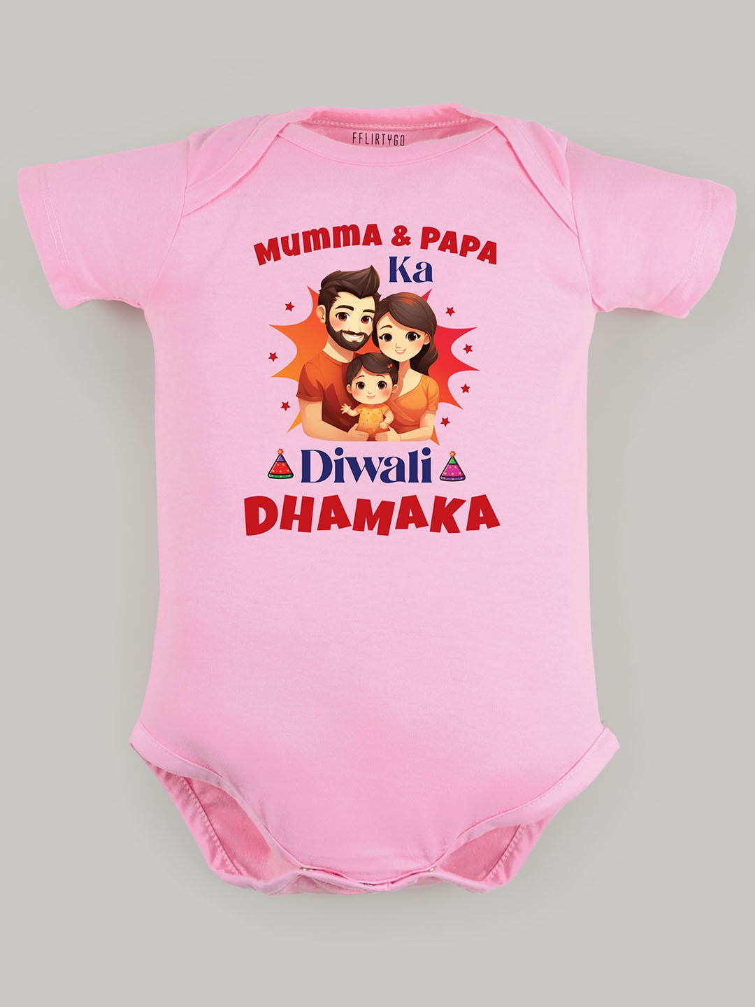 

FFLIRTYGO Kids Printed Cotton Bodysuit, Pink