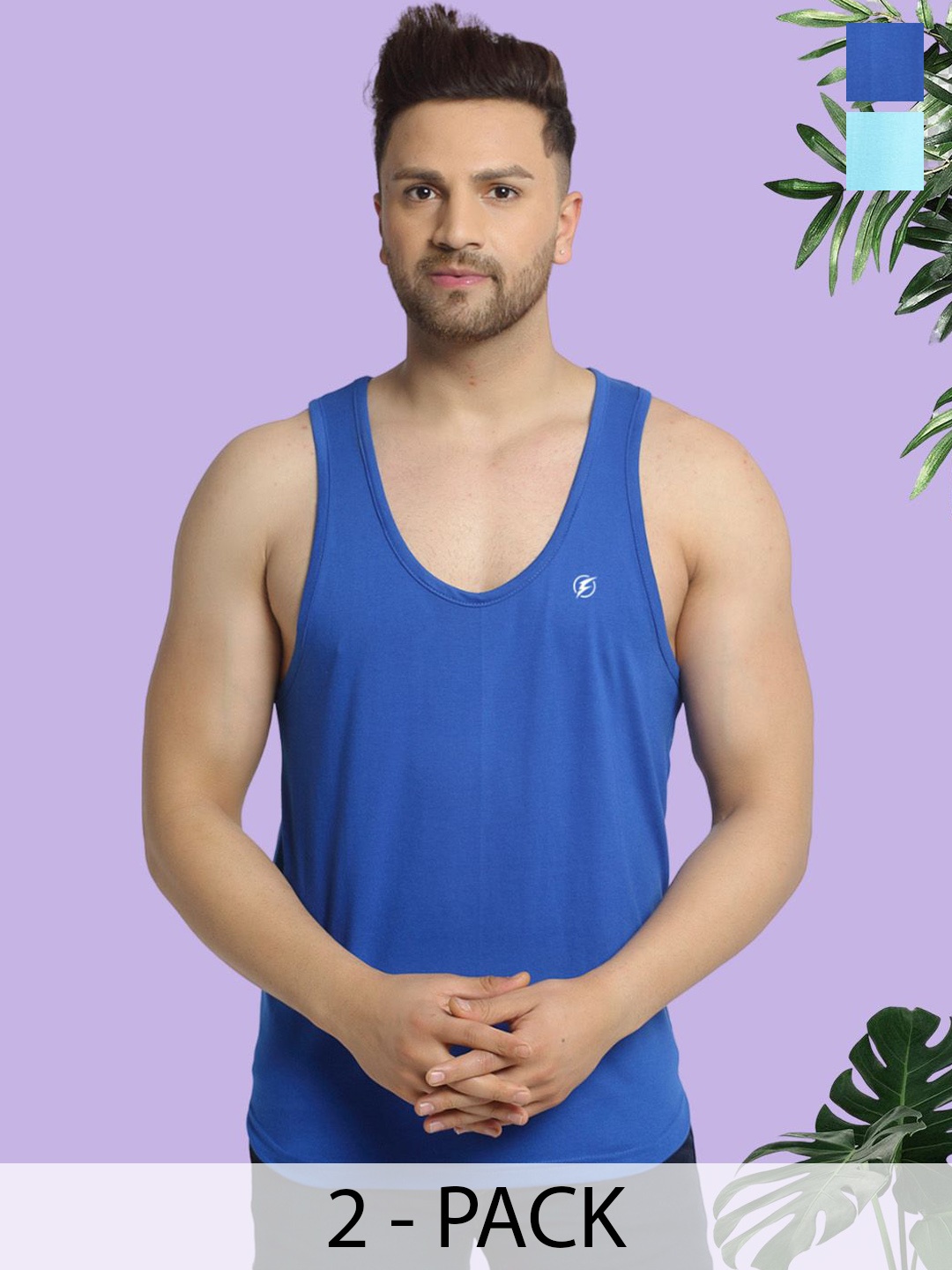 

Friskers Pack Of 2 Cotton Gym Vests C-05-20, Blue